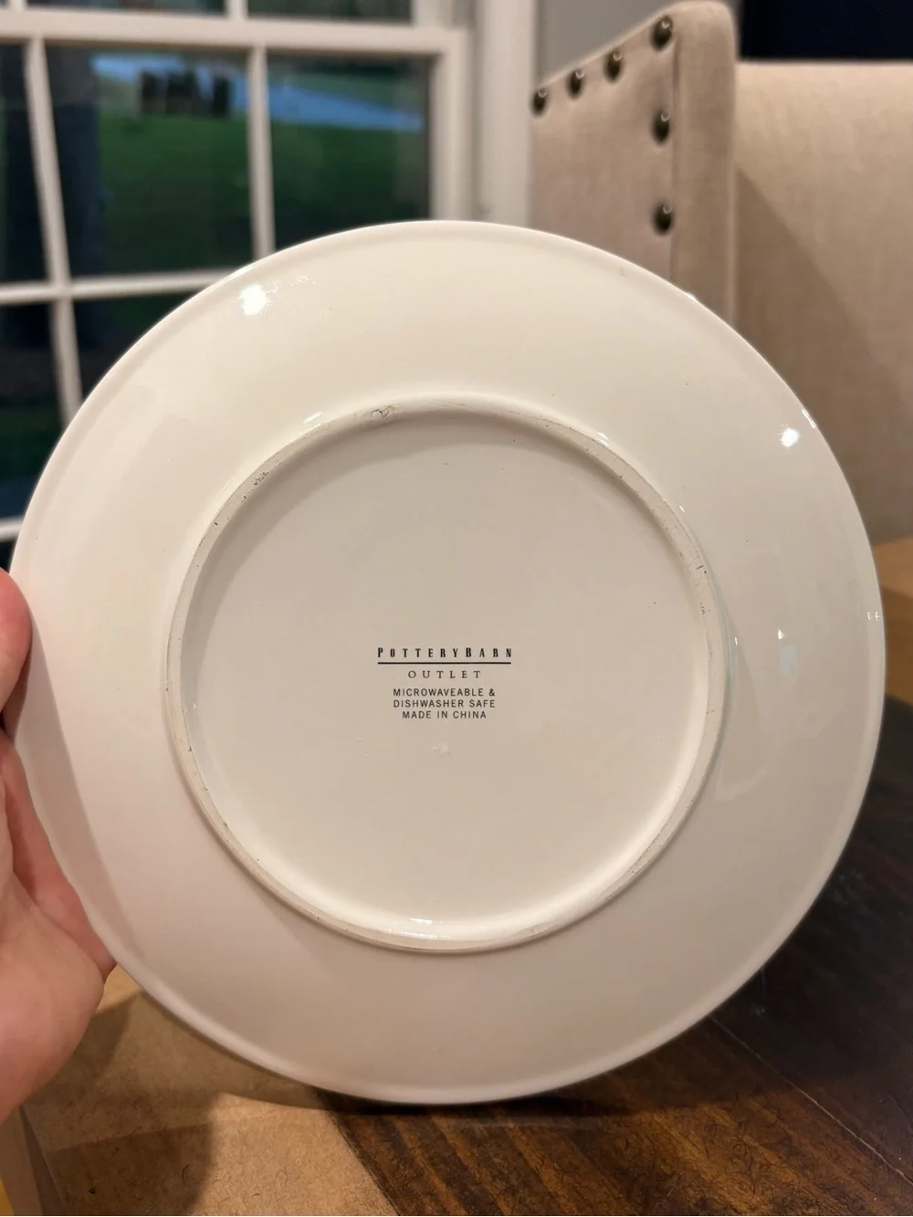 Pottery Barn White Ceramic Holiday Bowl with Red Ribbon Trim and Reindeer